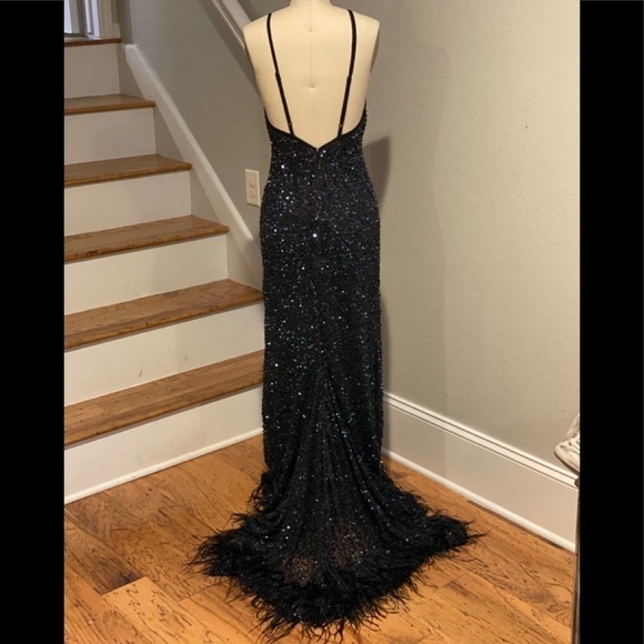 Haute Hippie Sequin Bead Feather Embellished Gown - Picture 6 of 16